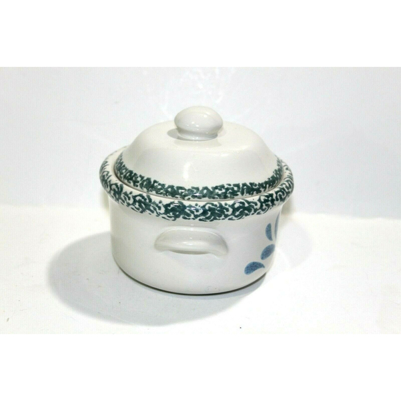 Corelle Coordinates Blue Hearts Stoneware Crock Pot 5" Casserole Bowl w/ Lid - Picture 2 of 8